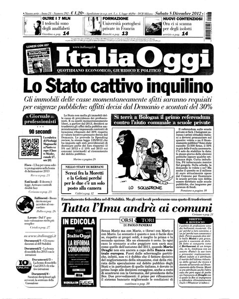 Italia oggi : quotidiano di economia finanza e politica